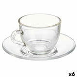 Tasse mit Untertasse Durchsichtig Glas 85 ml (6 Stück)
