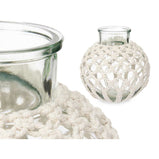 Vase Weiß Stoff Glas 25 x 26,5 x 25 cm (4 Stück) Makramee