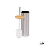 Toilettenbürste Silberfarben Bambus Edelstahl 9,5 x 27,5 x 9,5 cm (6 Stück)