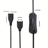 USB Stecker Männlich zu Buchse Adapter Kabel mit ein/aus Schalter