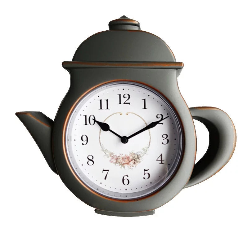 Teekanne Wanduhr weiß 3,5x25,7x24,5 cm