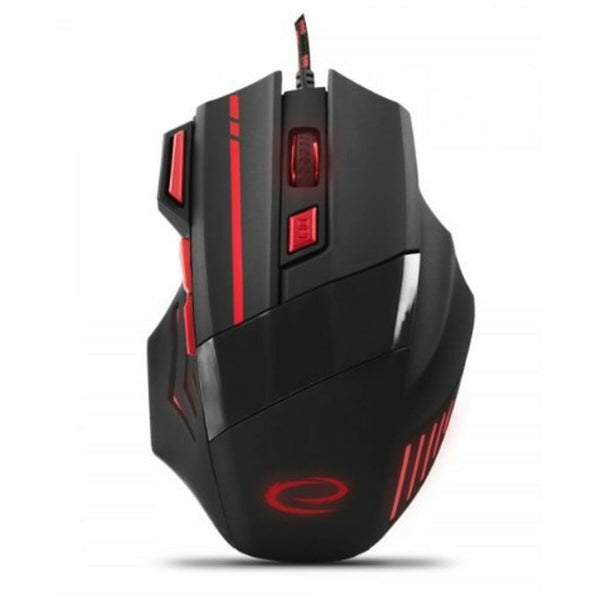 Gaming Maus 7 Tasten  USB Stoffschutzkabel für Gamer Rot